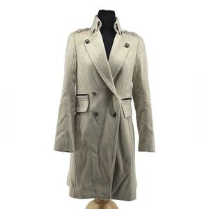 ZARA wool blend  coat oatmeal minimalist military style preppy academia sz M